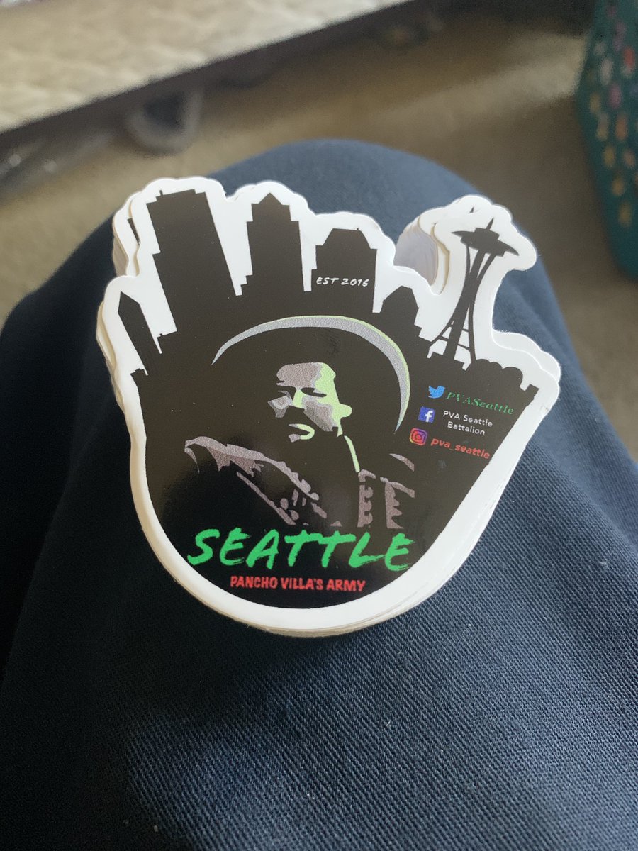PVASeattle's tweet photo. Stickers are here we’ll see you all in Dallas, Pasadena and Denver! Don’t forget to stop by and get yours!! @VillasArmy #PVA #PanchoVillasArmy #PVASeattle #VillasArmy #GoldCup https://t.co/EVz2r7Zhpp