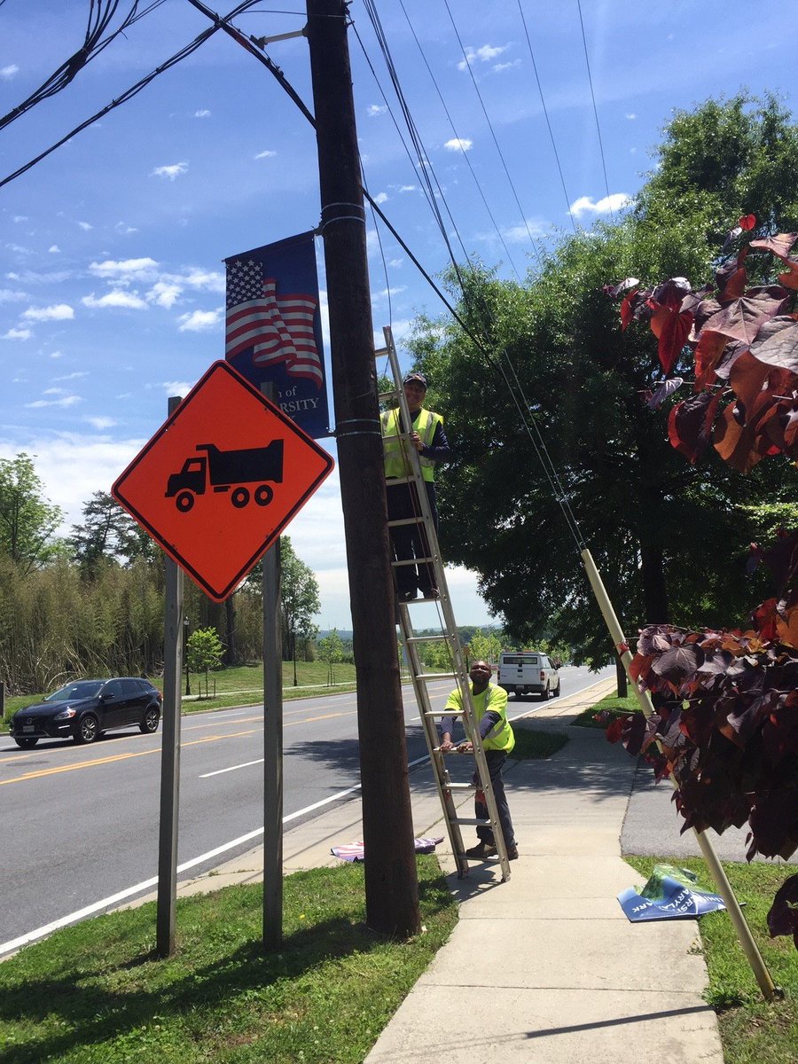 Public Works crew was changing up Town banners today. Where has the time gone? It's hard to believe it's almost Memorial Day!