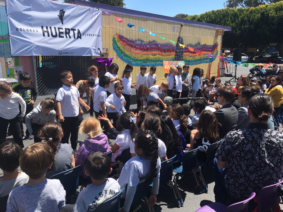 SFUnified's tweet photo. What a beautiful day to celebrate the renaming of Dolores Huerta ES (formerly Fairmont ES)! https://t.co/JRkvormPID