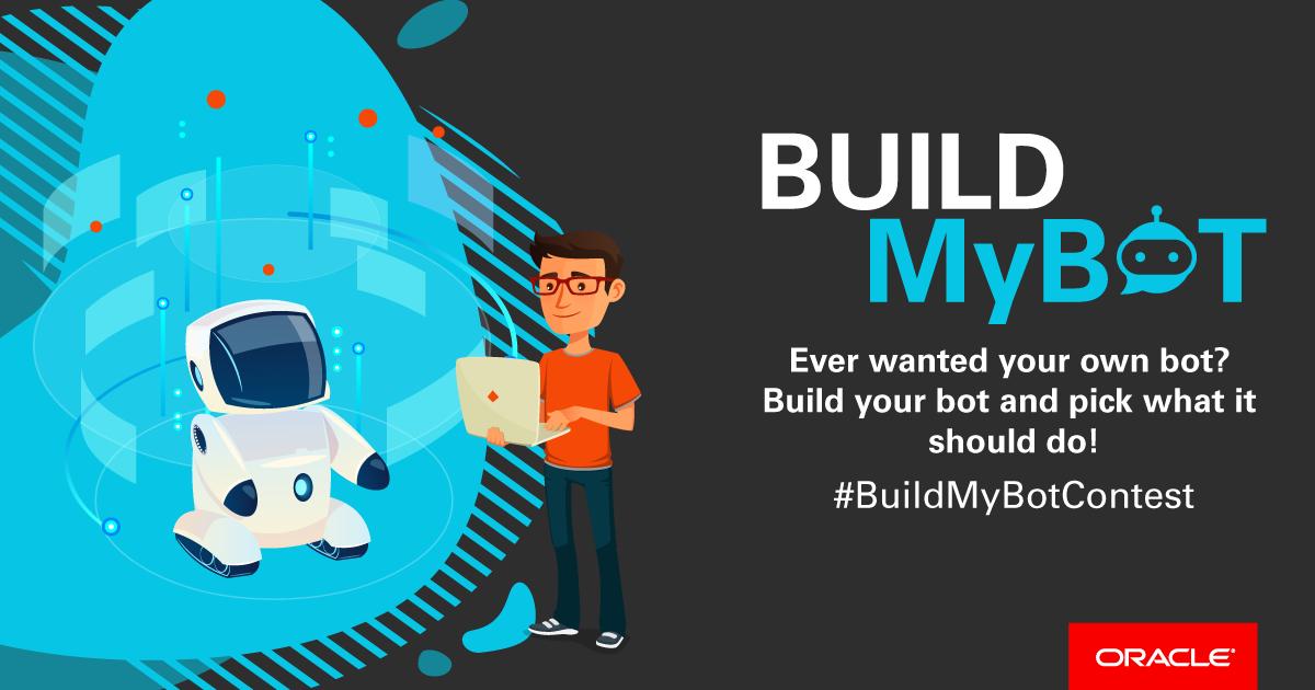 Oracle's tweet image. Take a little break from your day and enter the #BuildMyBotContest to win a #Drone or #Roomba! Build here: ora.cl/lG2wh
HOW TO ENTER:
🤖Create your bot
⚙️Choose what you want it to do
📢Share to your social profiles for a chance to win!