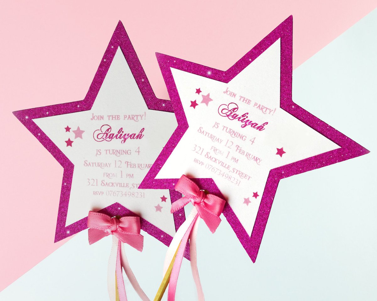 MiniShacks's tweet photo. Handmade sparkly invitations with all the power of a magic prop! Fairy wand pink glitter birthday invitations by Paperpropstore on Etsy

#fairywand #princess #fairy #girlbirthday #sugarplum #partyplanners #birthdayinvite #girlsparty https://t.co/fHrhGzyZi0 https://t.co/HZTuYwthDV