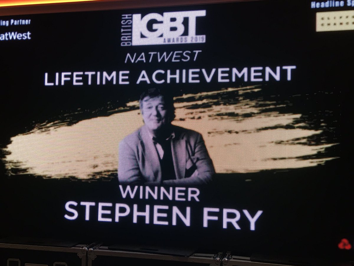 Congratulations to @stephenfry @BritLGBTAwards #LifeTimeAchiever Award