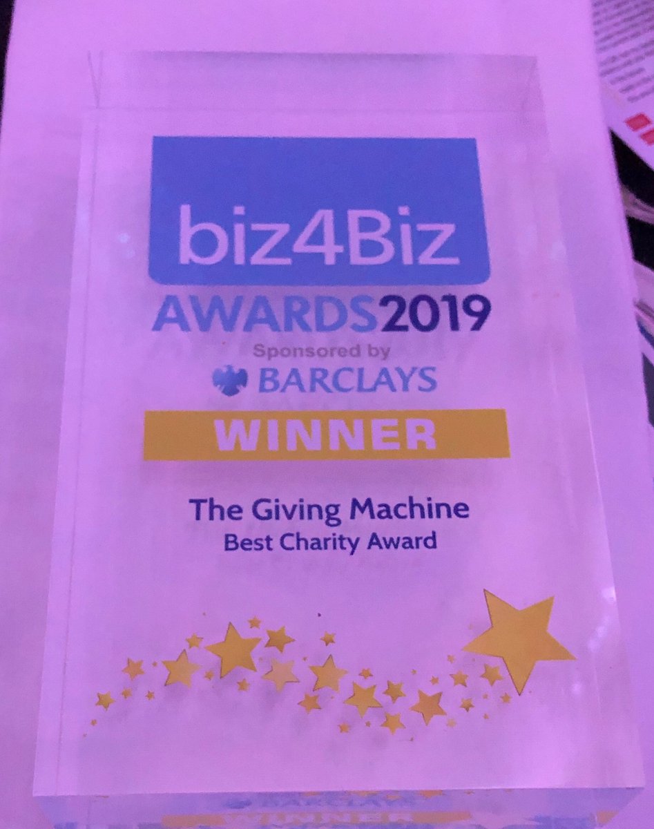rjmorris67's tweet photo. WOW - ⁦@GivingMachineUK⁩ won a surprise Best Charity Award !!!!! https://t.co/vFGmec5eh6