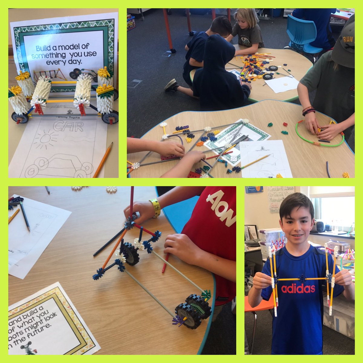 UESLibrary's tweet image. 3rd grade is so creative! Students in 3M used their imaginations and K'Nex to craft incredible robots, cars, hoverboards, alien spaceships, animals, and more in our #Makerspace yesterday. Check out that megalodon! 🦈🌊