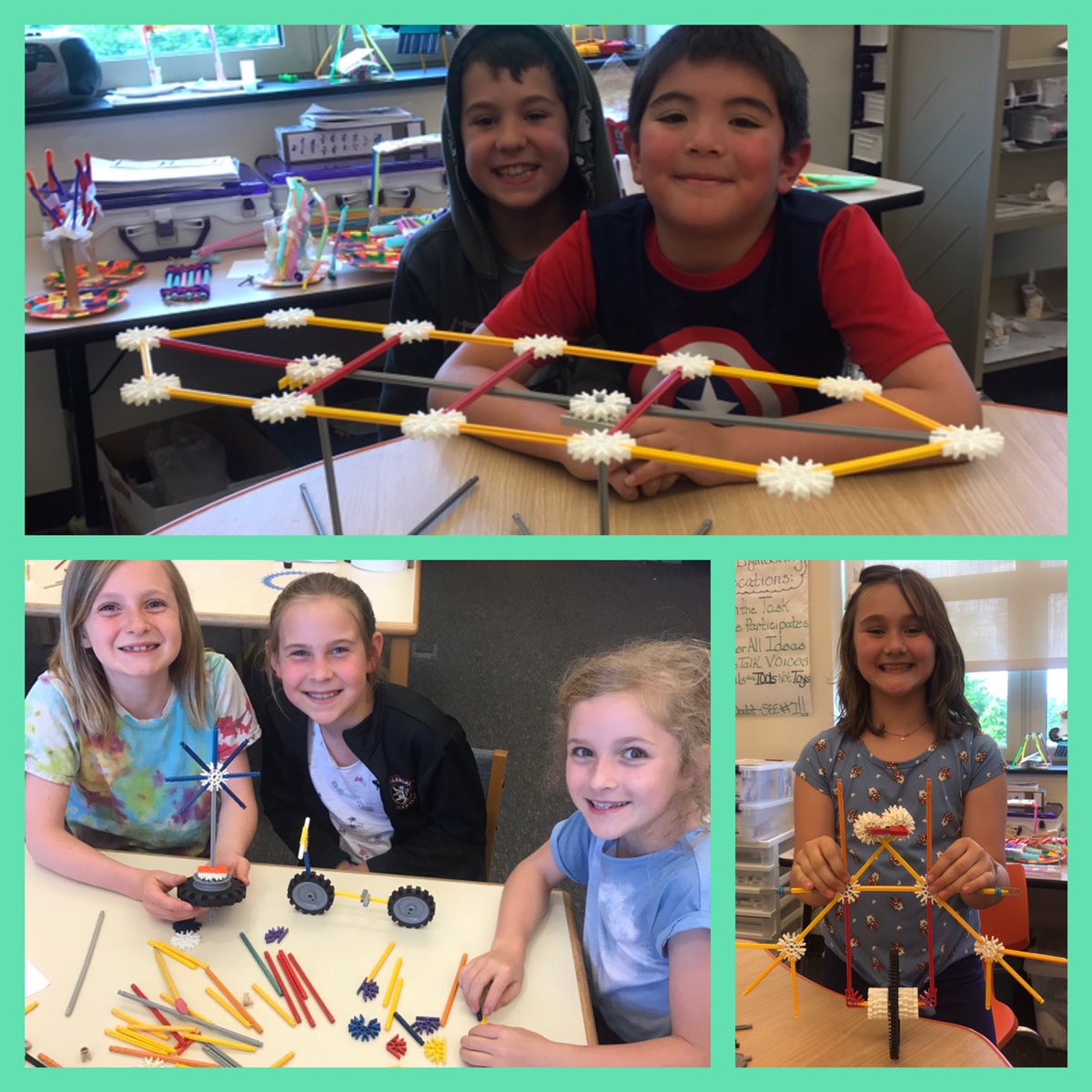 UESLibrary's tweet image. 3rd grade is so creative! Students in 3M used their imaginations and K'Nex to craft incredible robots, cars, hoverboards, alien spaceships, animals, and more in our #Makerspace yesterday. Check out that megalodon! 🦈🌊
