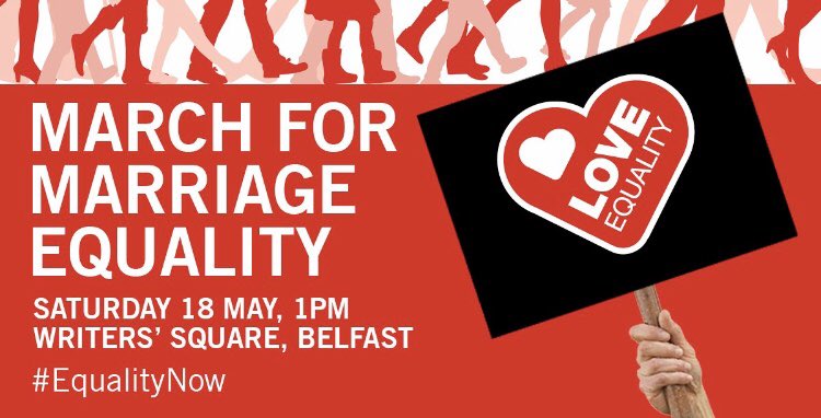 DeirdreHargey's tweet photo. As the Mayor of Belfast I will be marching tomorrow with @Love_EqualityNI for marriage equality for our LGBT+ 🏳️‍🌈 family and for our society to embrace equality &amp; human rights for all #TheNorthIsNext 🙌🏻 #BelfastForAll https://t.co/9CcM1NpWSc