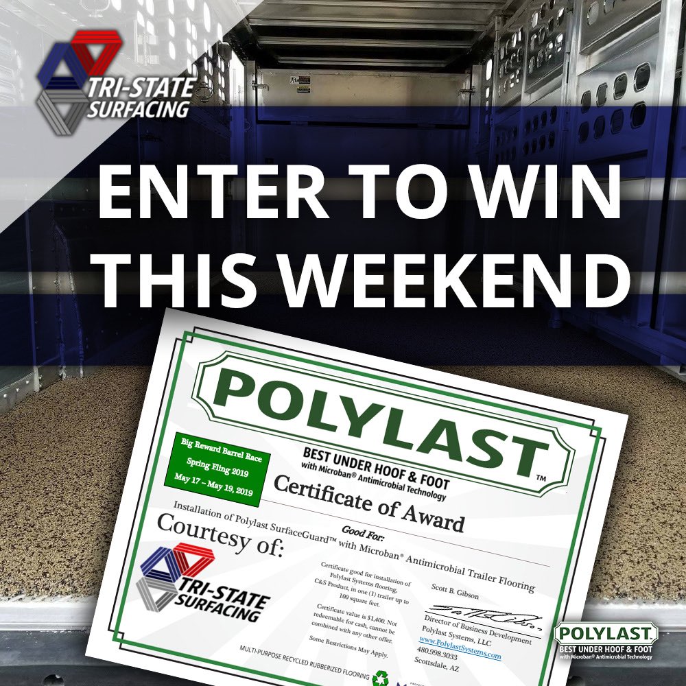 💥Raffle Time!!💥 Enter at BIG REWARD BARREL RACE SPRING FLING in Troy, Alabama on May 17-19 to have chance to win a FREE Polylast floor for your trailer.
👉Tickets are $5 each or 5 tickets for $20!!! 
.
#barrelracing #pony #equestrianlife #equine #equestrian #dressage #horse