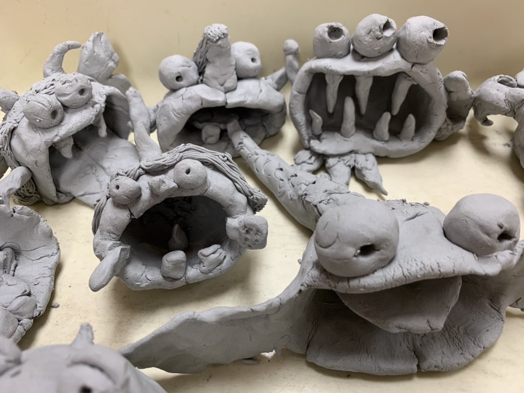 G2 clay texture monsters inspired by James Derosso #HeartNeidsArt #K12ArtChat #ArtEducation #ArtTeacher #ArtLessons #ArtClass #ElementaryArt #ElementaryArtTeacher #PrimaryArt #ArtsEd #ThisIsMonroe #AHSchools #TAB #TABArt #ITeachArt #TeachingForArtisticBehaviors #ChoiceBasedArt