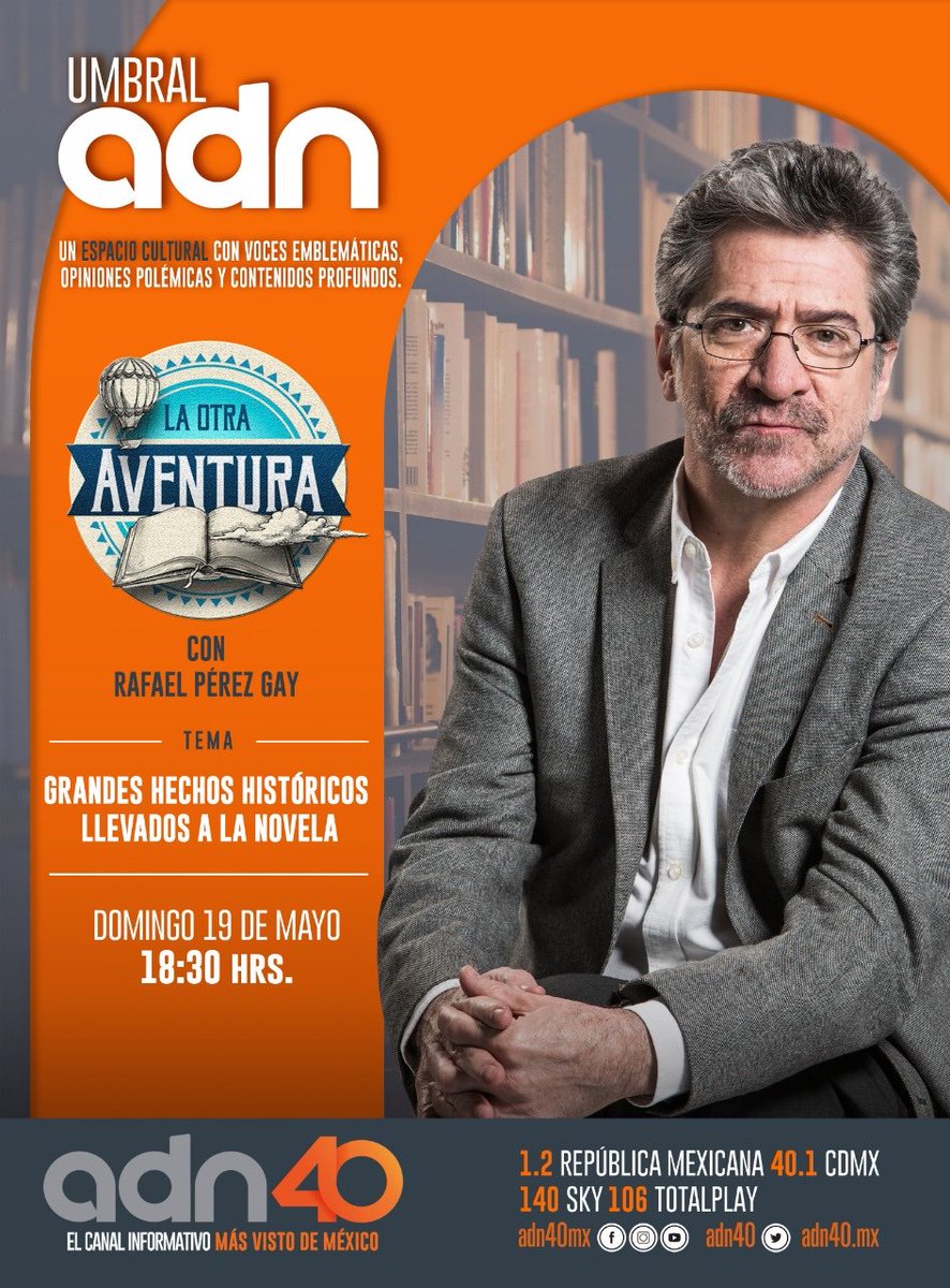 Quizá sea la ficción un modo eficaz de entender el pasado. Varios escritores a lo largo del tiempo se han dado a la tarea de investigar, leer, indagar, entrevistar para crear una historia de ficción basada en hechoshistóricos. De eso y más hablaremos. ¡Nos vemos por @adn40!