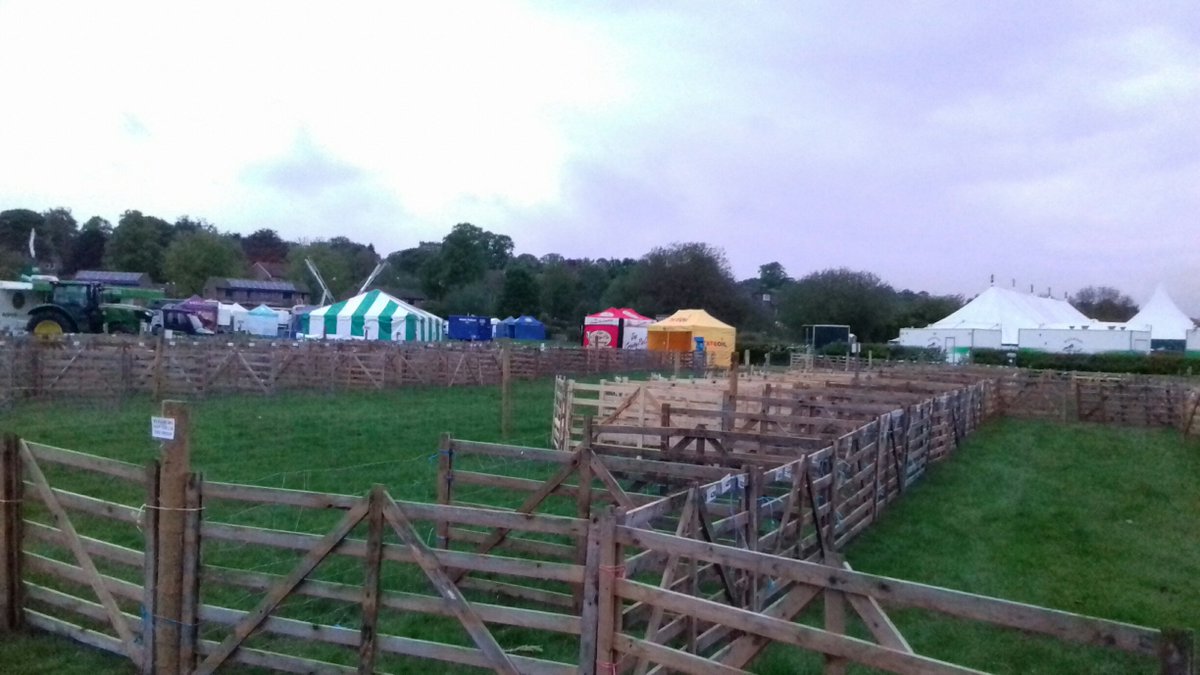 And we're nearly there - trade and craft people arrived and sheep  penning in place for a record number of Sheep, over 500. Atkinson  Action Horses have warmed up in the ring - looking superb - so come on  down and see them perform at 11.30 and 2.00 definitely not to be  missed!