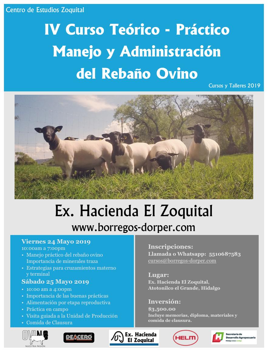 Solo 7 días para el curso de manejo del rebaño y algunos otros temas muy importantes para la actividad ovina.
Quedan pocos lugares: separe su lugar con un pequeño anticipo y pague el resto al llegar al curso.
informes: cursos@borregos-dorper.com o al cel 5510687583