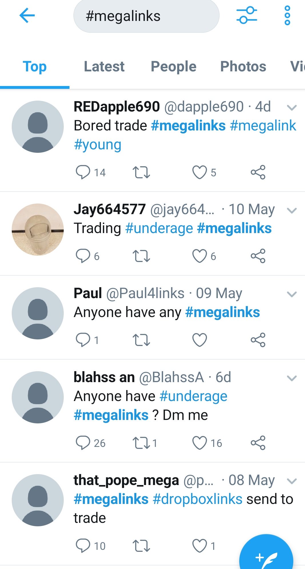 Alex Tiffin on X: EXC 💥 @Twitter you NEED TO URGENTLY disable the  hashtag; Megalinks It's being openly used to ask for, and share paedophilic  content. This BBC story led to my