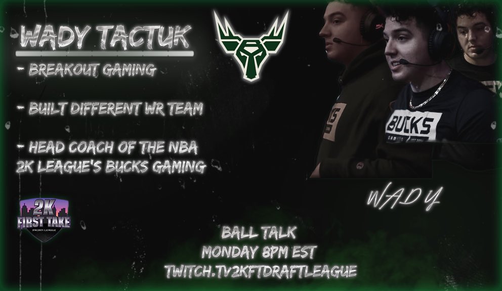 We are happy to announce our special guest on this week’s Episode of “Ball Talk” Head Coach of Bucks Gaming @MLGTactuk ‼️Make sure you join us Monday at 8pm est! You won’t want to miss this‼️

<a href="/QuitSellin_/">Quit Sellin’ Magazine</a> @2kFirst_Take <a href="/TheeJoeVegas/">Joe Vegas II 𝖎𝕭𝖆𝖑𝖑 Vegas</a> @jethro_fro <a href="/TheProcess_Live/">Process</a> <a href="/Big_Brudda_PURP/">Coach Purp</a>