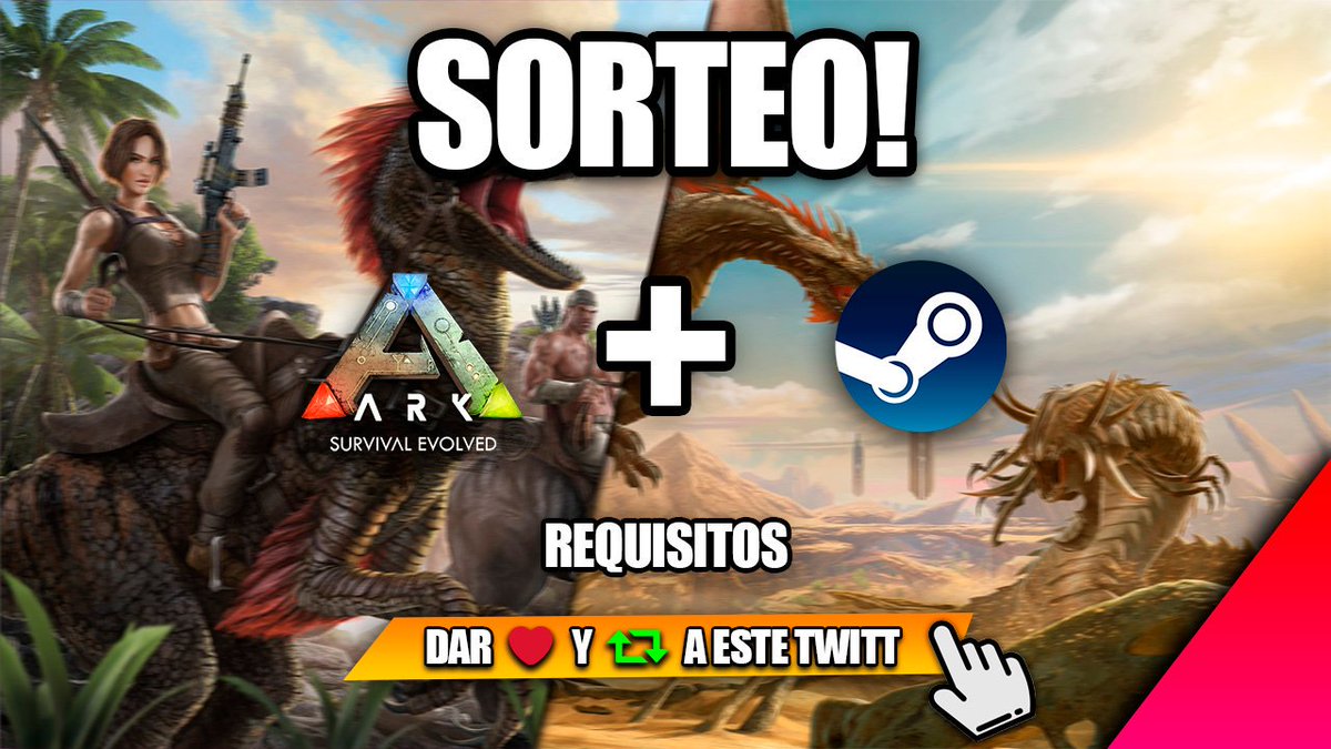 Sorteo: Juego ArkSurvivalEnvolved
VÍA: <a href="/steam_games/">Steam</a>

📣Requirimientos: 

🌎Seguir a <a href="/PixeladoHB/">Ismael@ronaldo</a>
🔄Retweet a este tweet.
❤ Like a este tweet.
 
⚠️Finaliza: 22/05/19⚠️

    ➡️¡Buena suerte!⬅️

 #ArkSurvivalEvolved #SORTEO #YouTube #Steam #gamer #Gaming