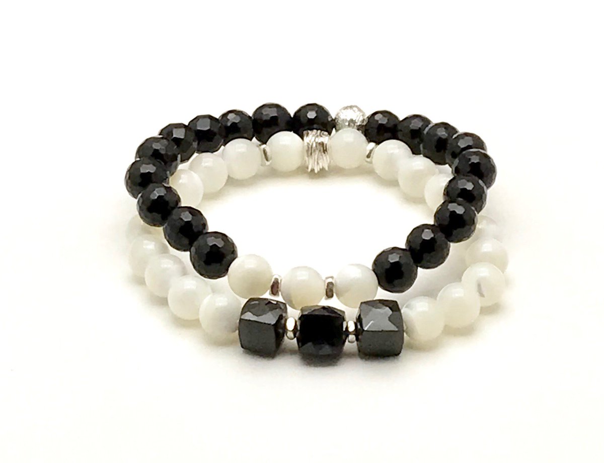 coolerstuff's tweet photo. Ebony and Ivory in the form of stackable bracelets.  #OOAK  Search color or stone from main page #etsymntt  https://t.co/XSKpI5Kxu0 https://t.co/qbhuy1v2Xr