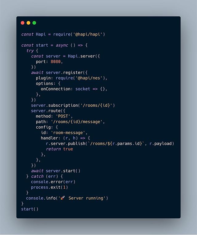 JavascriptRodeo's tweet image. Create a simple chat system with #hapijs and the hapi/nes module #nodejs #javascript #websocket #chat