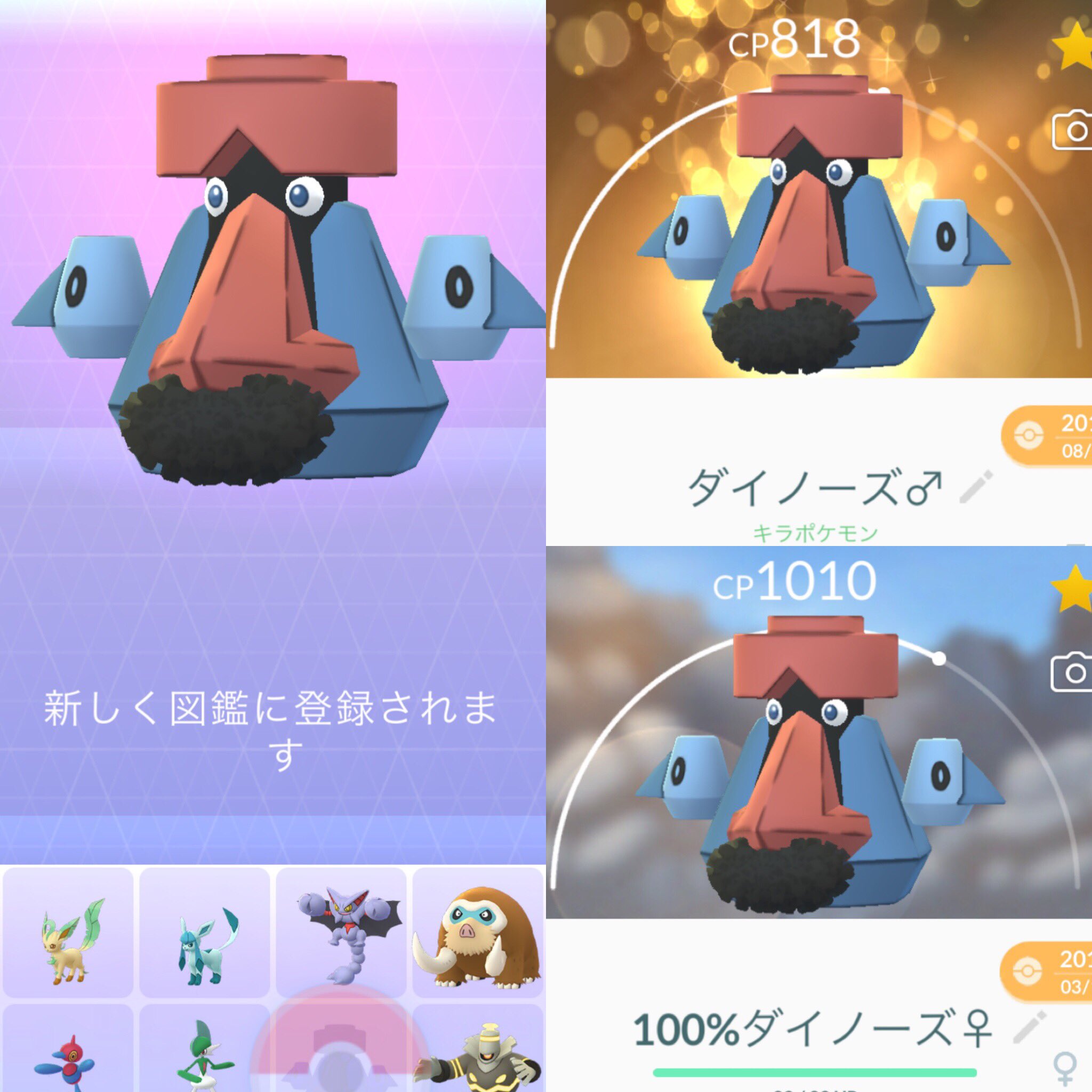 𝒋𝒆𝒔𝒉𝒆 𝑷𝒐𝒌𝒆𝒎𝒐𝒏𝑮𝑶 Lv50 今日から新しいポケモンがたくさん追加されましたね まずはnewモジュールの近くで リーフィア グレイシア ジバコイル ダイノーズ の コンプと色違いや花飾りやキラなど 用意していた分を進化させました