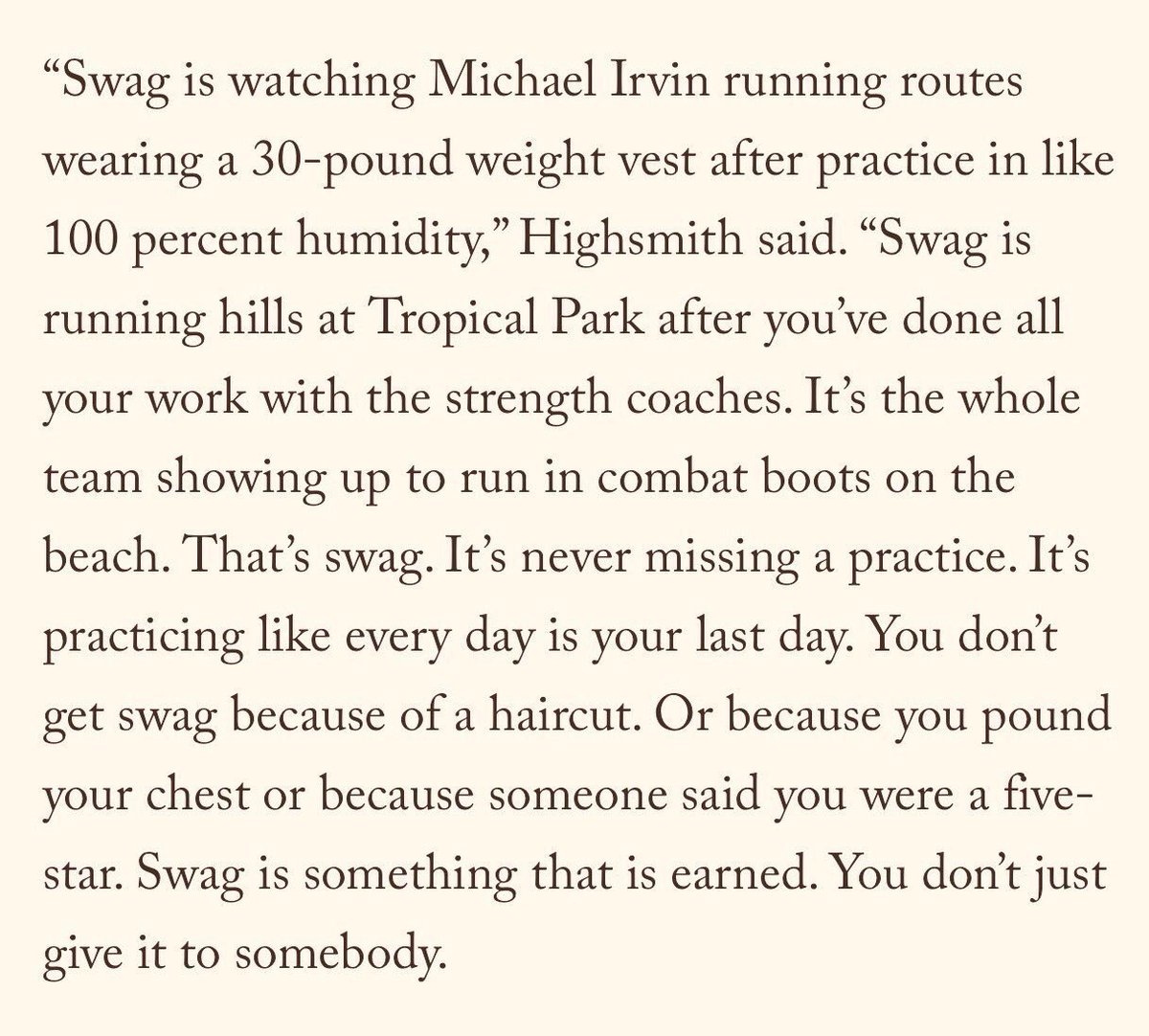 Awesome quote by Alonzo Highsmith:
