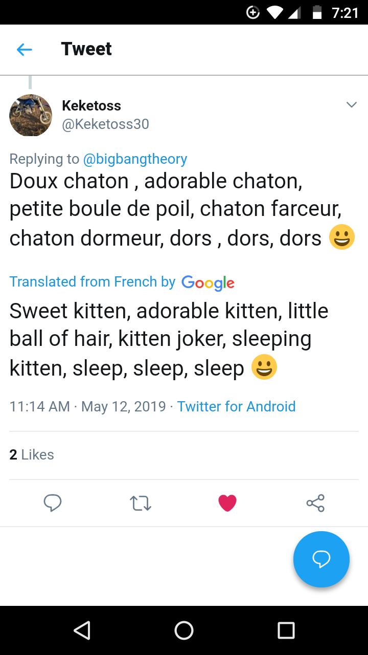 Doux Chaton Big Bang Theory Keketoss on Twitter: "@bigbangtheory Doux chaton , adorable chaton, petite  boule de poil, chaton farceur, chaton dormeur, dors , dors, dors 😀" /  Twitter