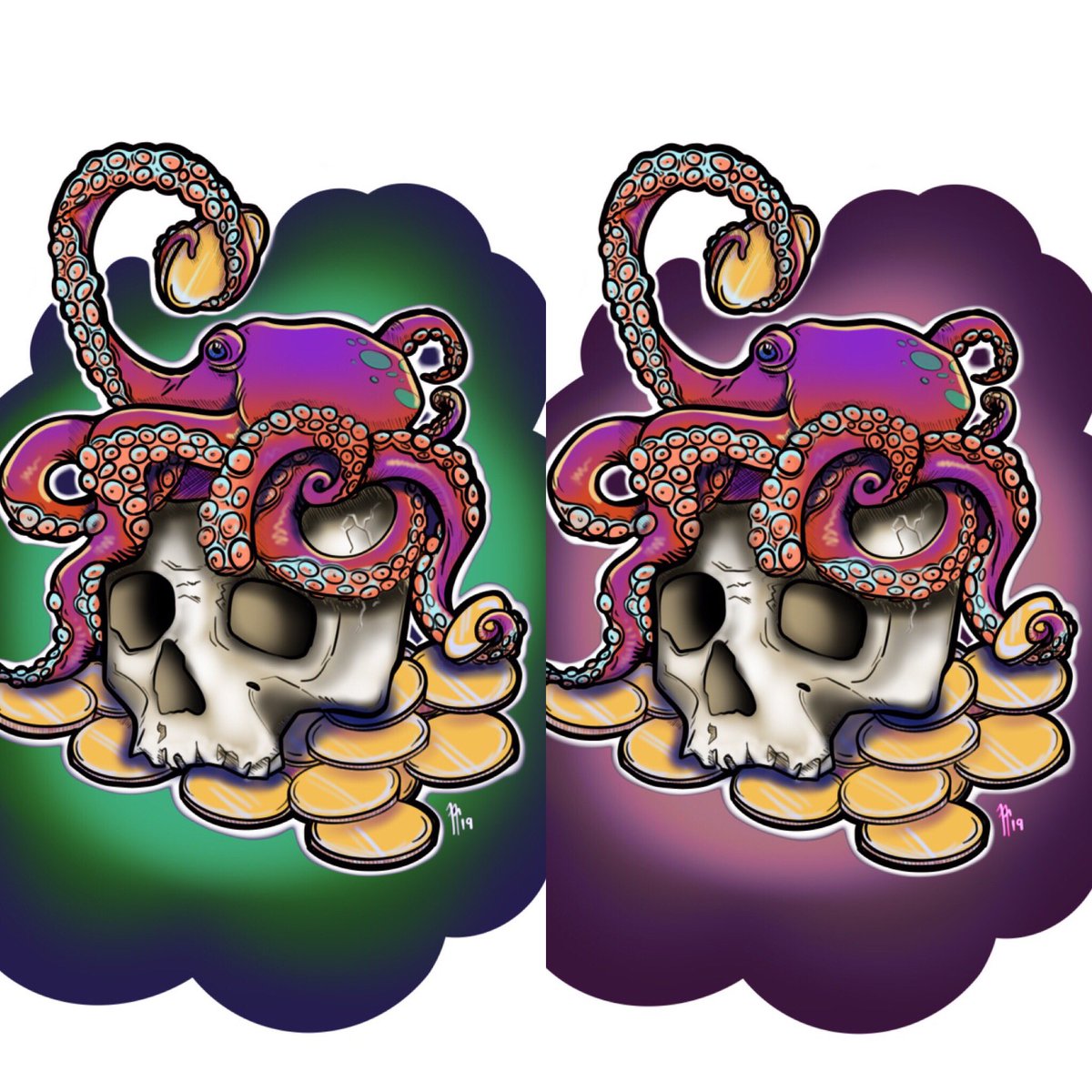 slaphappydraws's tweet photo. Go vote which colour scheme you prefer I've got big plans! #art #tattoo #artpoll #tattoopoll #vote #underthesea #octopus #skull #gold #tentacles #Cephalopod #cephalopods #conceptart #artistsoninstagram #tattooart #artwork #artist #amazingart #comic #comicbookart #comicart #comics https://t.co/RMXIs9ltVc