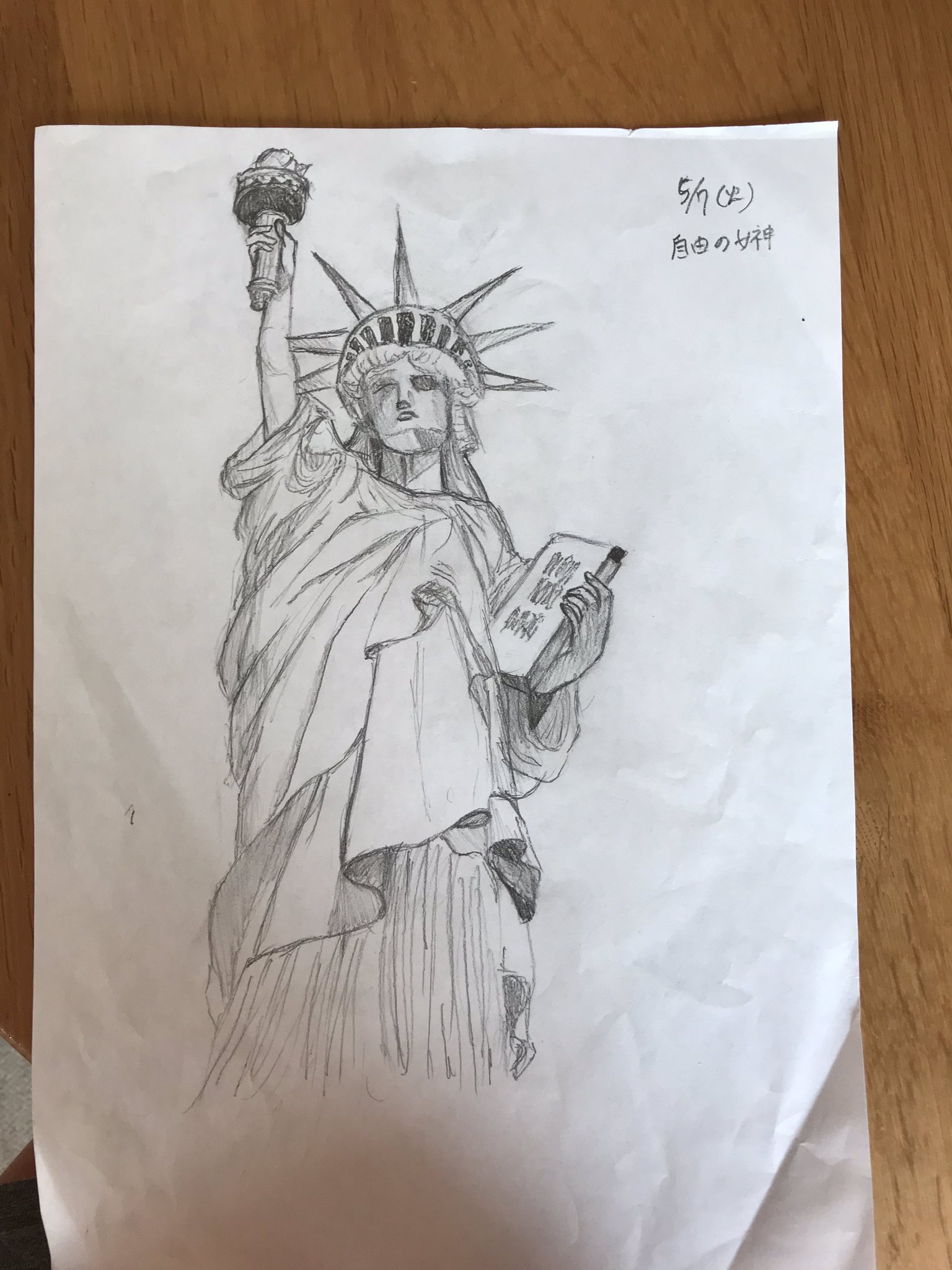 るん 自由の女神 なーんか顔が違うんだよなぁ いろんな人と絡みたい今日この頃 イラスト 鉛筆画 アナログ 絵描きさんとつながりたい 自由の女神 拡散希望 アナログ絵 創拡 T Co Ejzzt3zsdo Twitter
