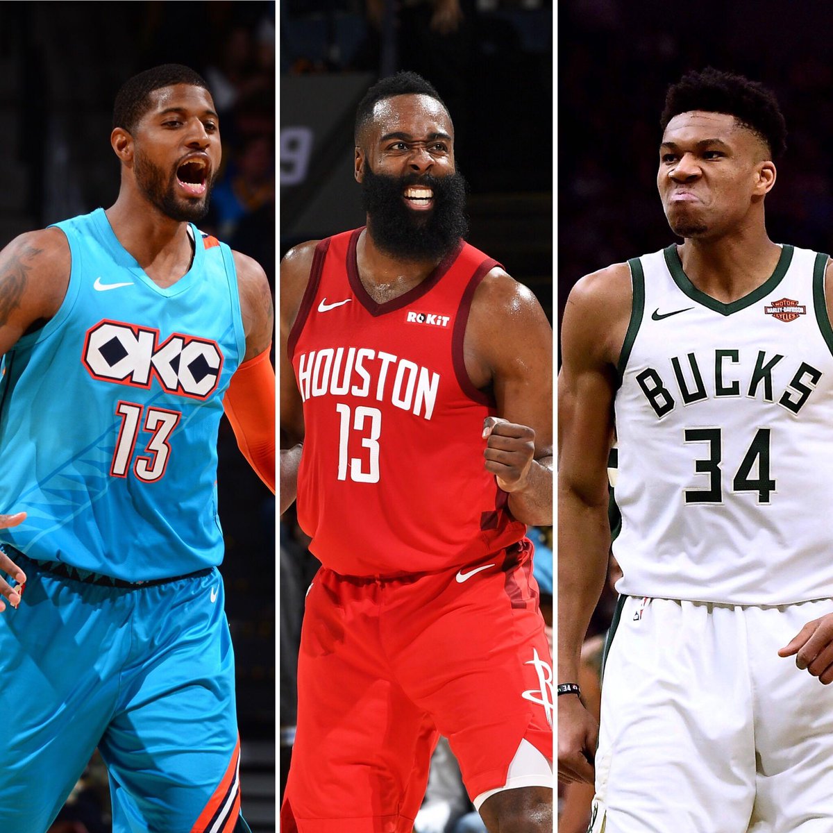 SportsCenter's tweet image. The 2018-2019 NBA MVP candidates:

• Paul George
• James Harden
• Giannis Antetokounmpo