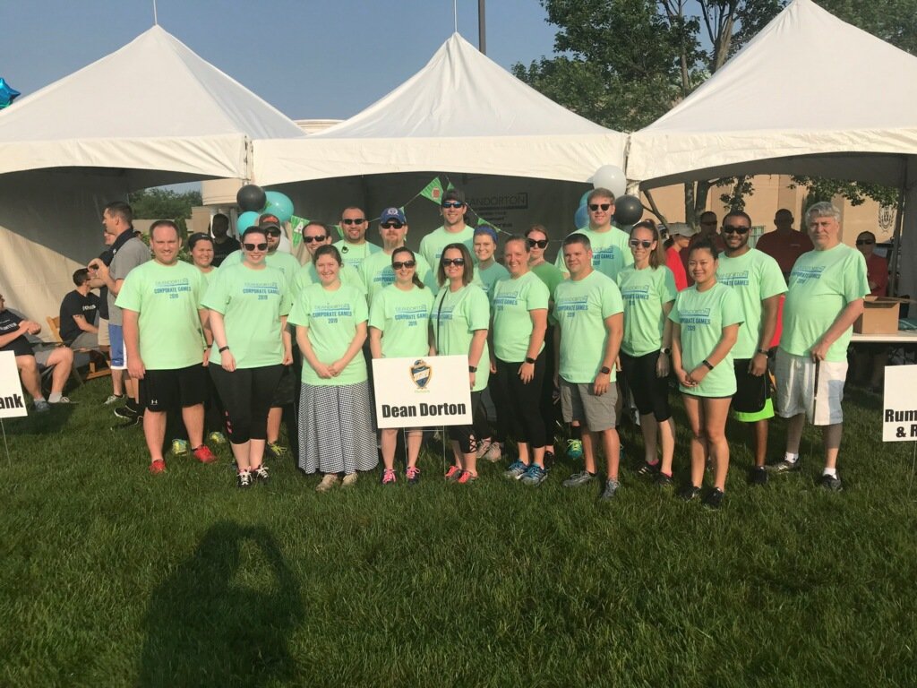 DeanDorton's tweet image. The @SportsinLou #LouisvilleCorporateGames has begun! And naturally, #TeamDeanDorton is representing in style. #ReadySetGame