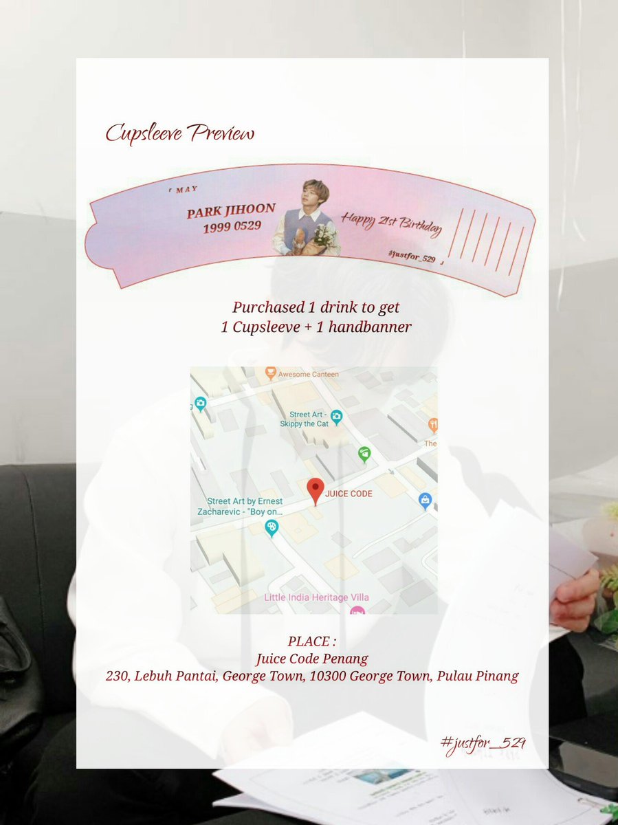 justfor_529's tweet photo. 🐰 JustFor_529 🐰
   Park Jihoon 21st Birthday Cupsleeve
                  Event in Penang 💛.

---------------  Cupsleeve Preview   ---------------

See you on June 08 at Juice Code Penang !! 👋💗
#박지훈 #Parkjihoon #justfor529 https://t.co/z7zaJP65dZ