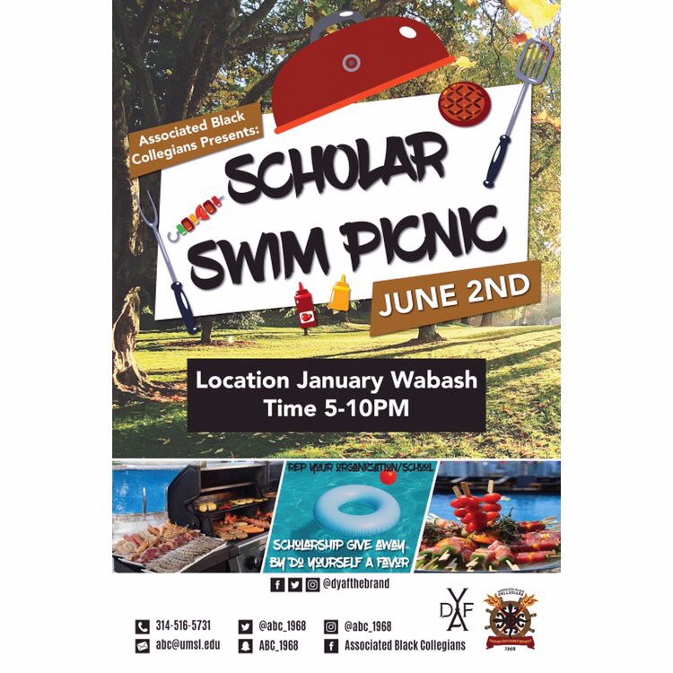 ABC in partnership with Do Yourself A Favor Presents SCHOLAR SWIM PICNIC 💪🏽 Join us TOMORROW at January Wabash for a evening of fun, BBQ and a good swim from 5-10PM. Inviting ALL surrounding schools and organizations to join us and REP your school/organization 😁