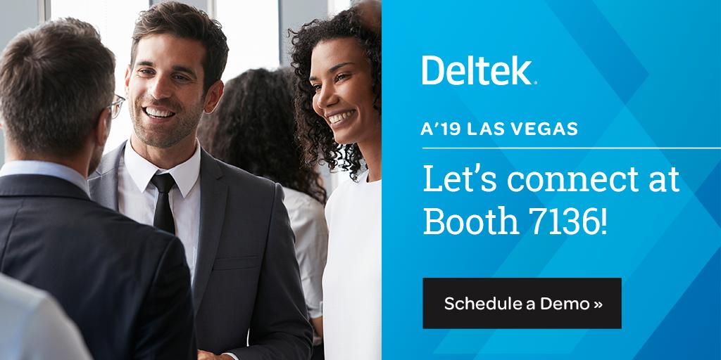 Attending A’19 next week? Come see us at booth 7136. We’ll be showcasing <a href="/Deltek/">Deltek</a> #AEC solutions, including the industry standard in specification content – AIA MasterSpec®! 

Schedule a meeting: gag.gl/dEIWeT  #MasterSpec #A19CON <a href="/AIANational/">AIA</a>