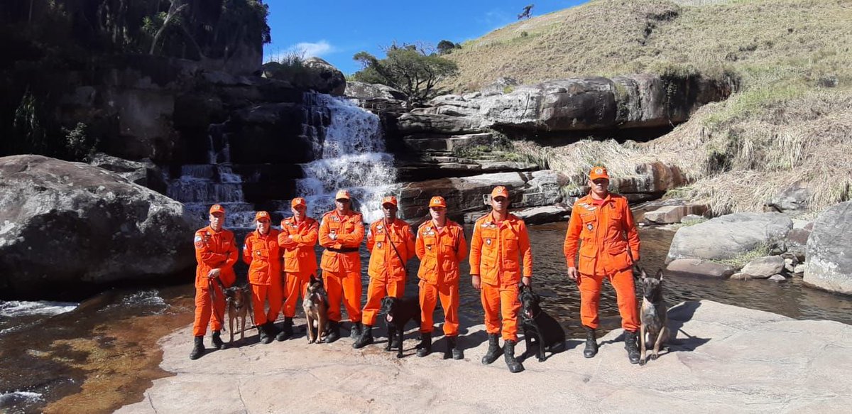 cbmerjoficial's tweet photo. Militares do 2º Grupamento de Socorro Florestal e Meio Ambiente realizaram treinamento com cães em Teresópolis. As atividades aconteceram em área de cachoeira, com direito a simulação de busca por vítimas feridas e socialização dos animais em meio aquático. #2GSFMA #Capacitação https://t.co/lVh4x3d7sH