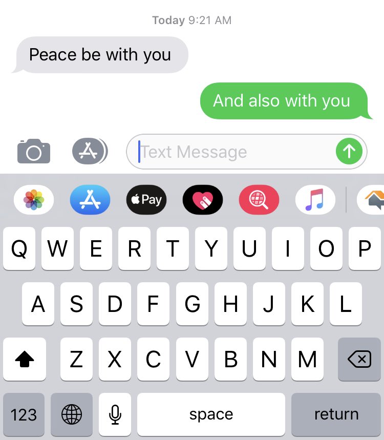 fightsactualfoo's tweet photo. Just a normal Saturday morning text exchange between two colleagues move along #catholicAF #yesiknowitsandwithyourspirit https://t.co/BdsdlE0yOc