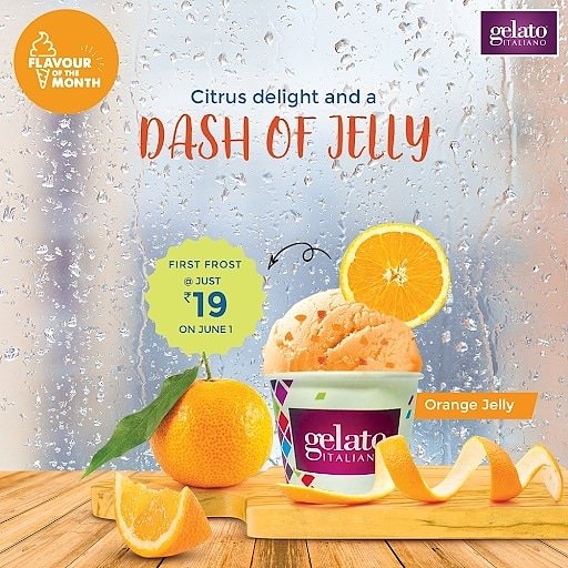 Gelato_Italiano's tweet photo. A small pot of coral shine to brighten up your day! Taste the #FlavourOfTheMonth all through June. Pop in at any #GelatoItalianooutlet and give it a try at just ₹19. 
#FirstFrost #Gelato #OrangeJelly https://t.co/f0Wc6l6bi3