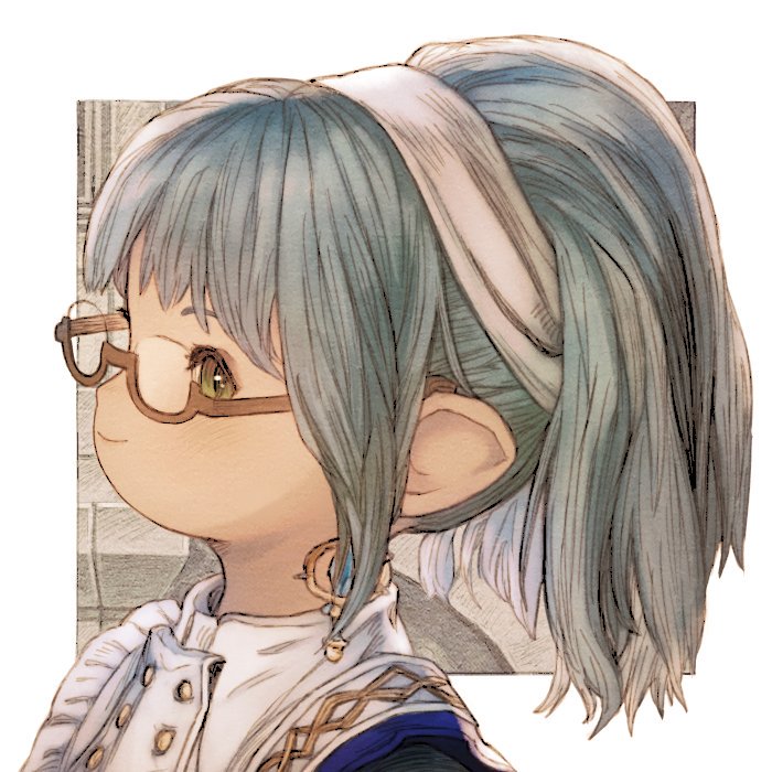 1girl solo lalafell glasses pointy ears jewelry earrings  illustration images