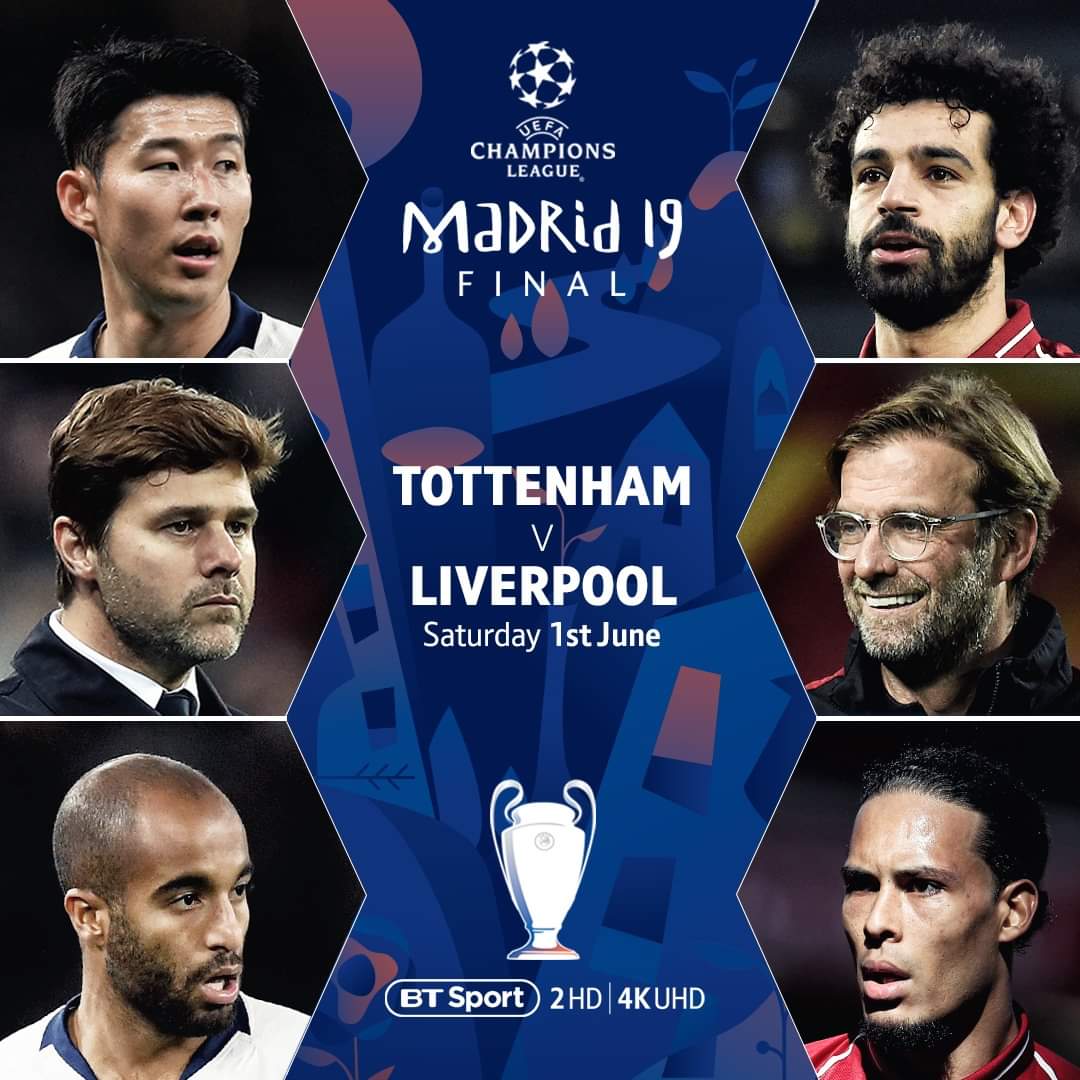 ⚪🔵⚪Tottenham v Liverpool🔴🔴🔴

🏆🏆🏆 Champions League Final 🏆🏆🏆

Can Tottenham win their first ever Champions League or will Klopp get over his final stumbles? 

Live here in glorious high definition on TVs no smaller than 65inches. 
#ChampionsLeague
#homeoflivesport