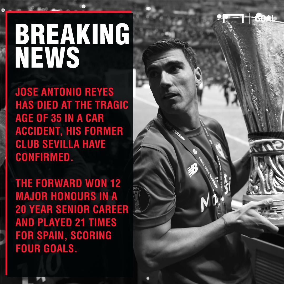 goal's tweet photo. Jose Antonio Reyes has died tragically in a car accident.

Our thoughts are with the family and friends of the former Spain international, who was just 35. 🌹 https://t.co/nNLginPW40