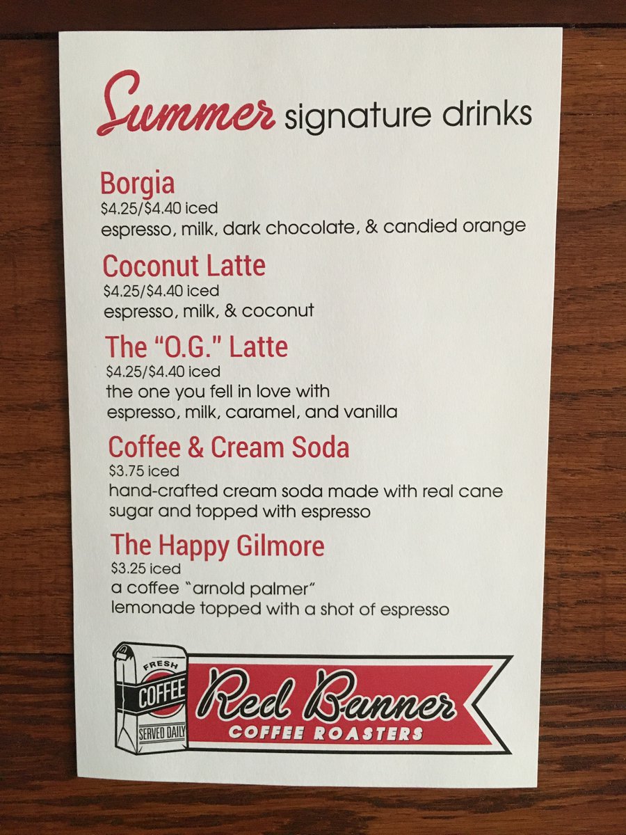 redbannercoffee's tweet photo. SUMMER SIGNATURE DRINKS START TODAY! https://t.co/nnuPMUpFCc