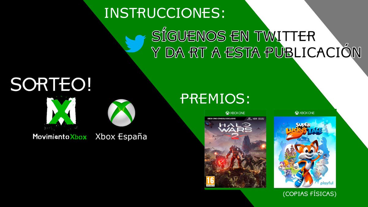 es_movimiento's tweet image. ¡Os traemos un nuevo sorteo gracias a @Xbox_Spain!  Se trata de una copia de Halo Wars 2 y de Super Luckys Tale, ambas en formato físico y sólo para residentes de la península. Para participar tenéis que seguirnos y dar RT a esta publicación ¡El sábado 15 de junio damos ganador!