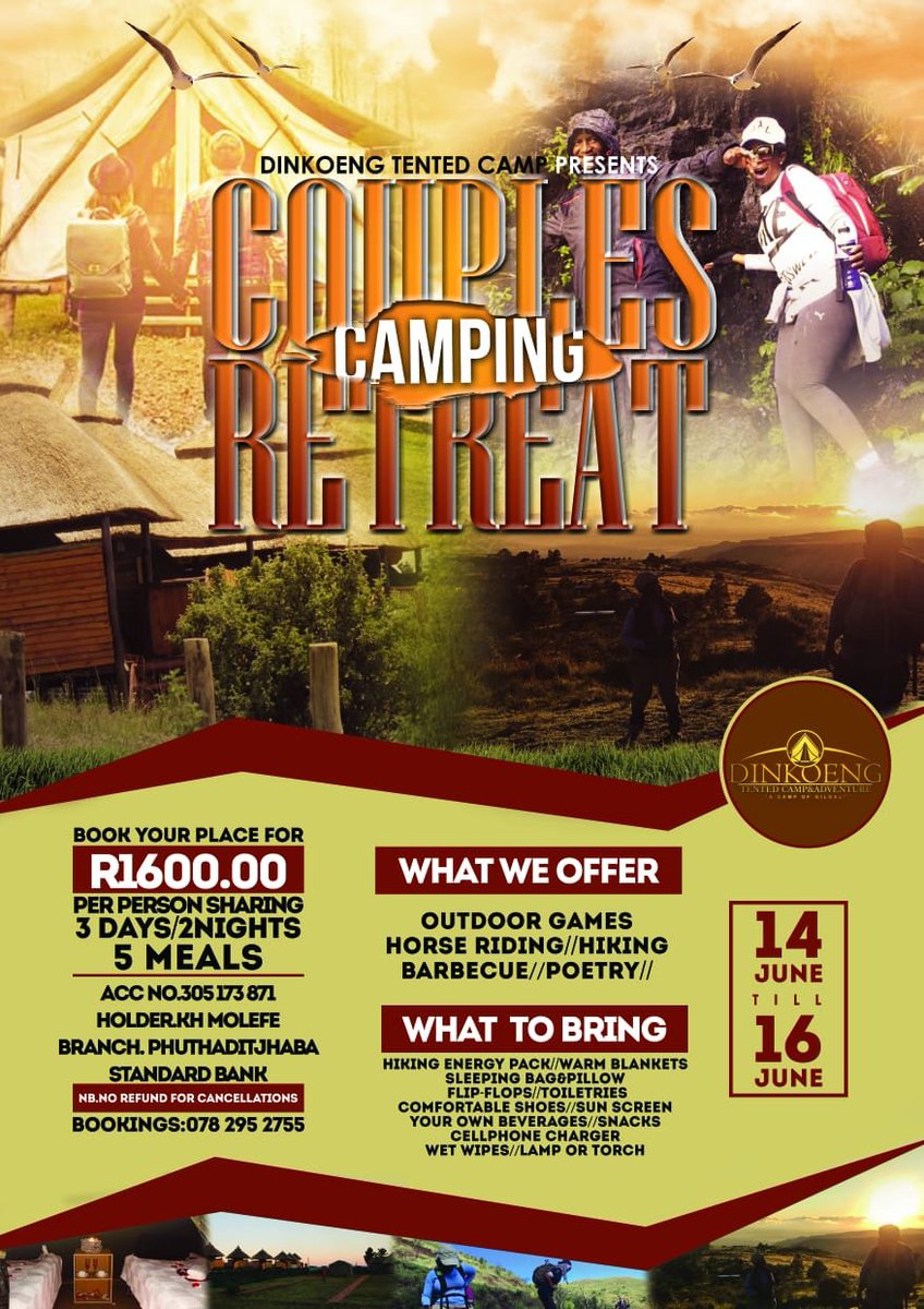 Lovers, Friends and Family members. Visit Dinkoeng Tented Camp
