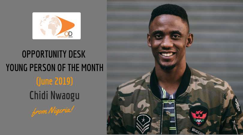 OpportunityDesk's tweet photo. Chidi Nwaogu is OD Young Person of the Month - June 2019!

A serial internet entrepreneur and software developer, Chidi is the co-founder &amp; CEO of @wearepubliseer, a digital publishing platform for African creatives.

Read his storu : https://t.co/AqIdpugEhq #ODYPOM @chidinwaogu5 https://t.co/9NxIOdEE4o