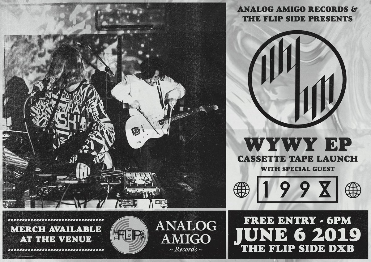 analogamigorec's tweet image. You&apos;re all invited to hangout with us at @wywymusic self-titled EP cassette tape launch this 6th of June 2019 at #flipsidedxb. With live sets from WYWY and @199Xtv.

facebook.com/events/3685038…