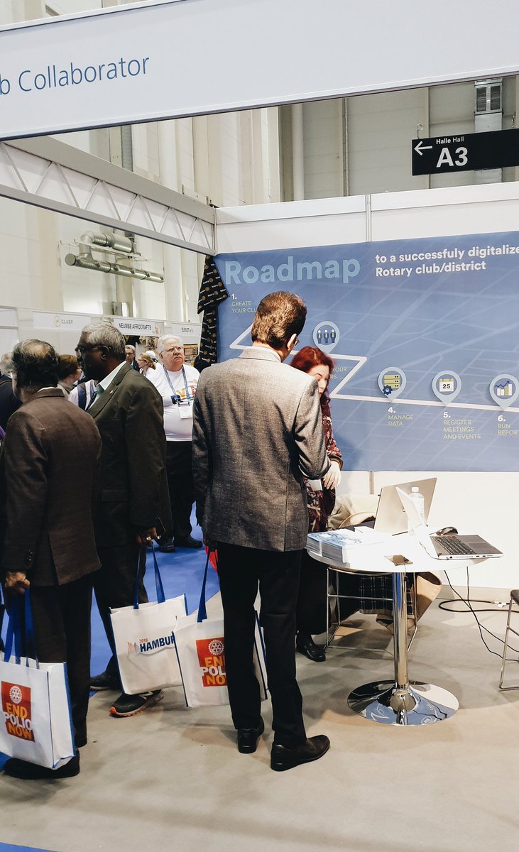 C_Collaborator's tweet photo. Wondering how to successfuly digitalize your club and district? We can help you! Visit us in the House of Friendship, booth 4721. #Rotary19 #Rotaract19 #rotaryconvention #Hamburg https://t.co/SFbPfYK8bD