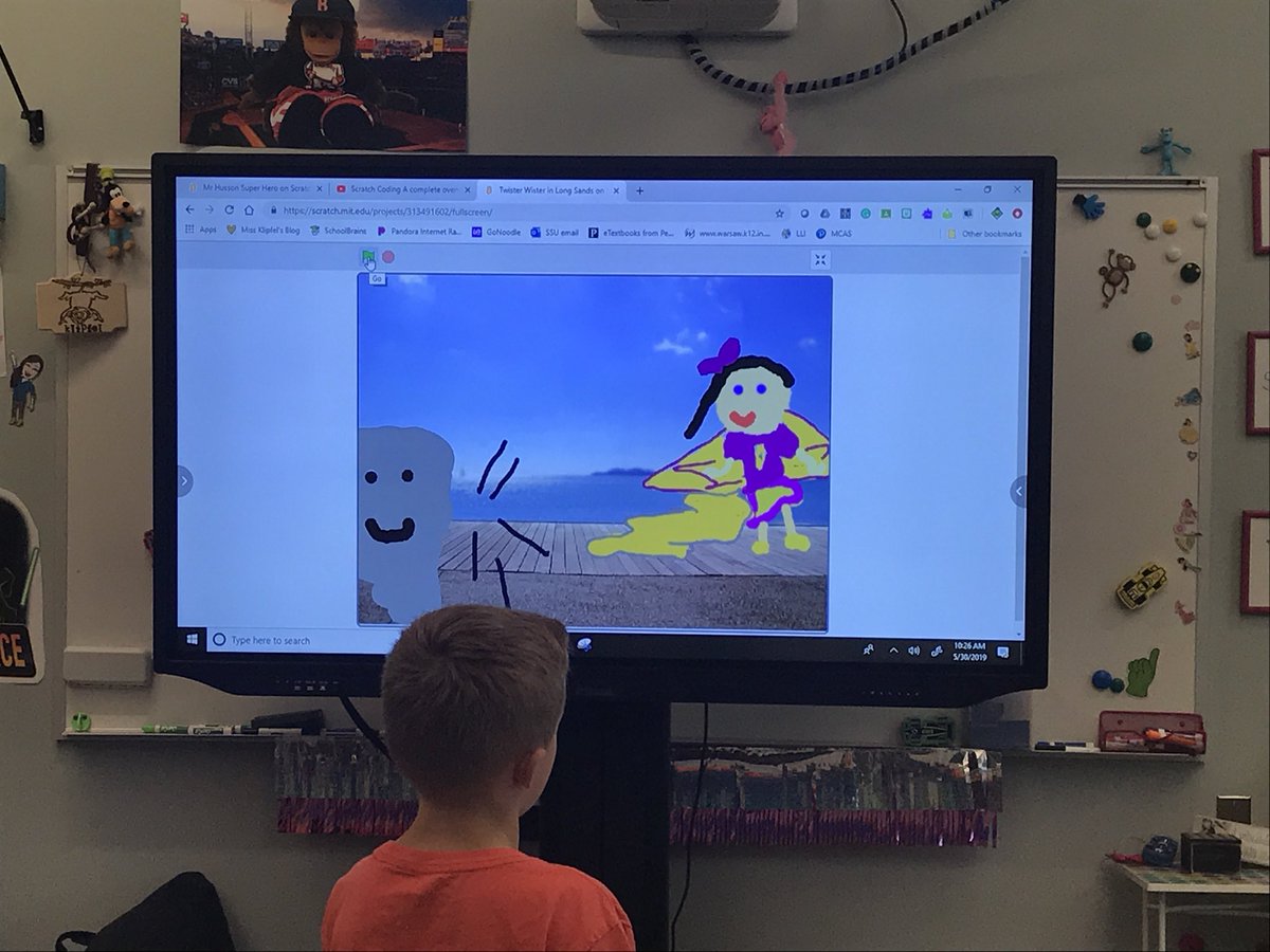 missklipfel's tweet photo. Ceating our own superhero adventure game through coding with @scratch! Thank you @KevinHusson We can’t wait for #hmcomiccon to show them off #crosscurriculumconnections #wearecoders #howemanning https://t.co/1iKpWe461N