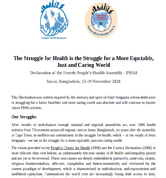 gluppschlopp's tweet photo. The Struggle for Health is the Struggle for a More Equitable, Just and Caring World

Final Declaration of the Fourth People’s Health Assembly- #PHA4 https://t.co/rAxDnWqMZl 

(English, Spanish &amp; French versions available. Arabic, Hindi &amp; Italian coming soon) @PHMglobal https://t.co/NNdFQC3pRz