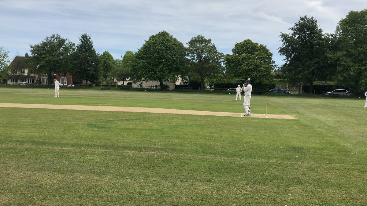 Ashwell CC at home to Linton today. First hot summers day of the season. Pitch looking pretty firm and outfield cut.