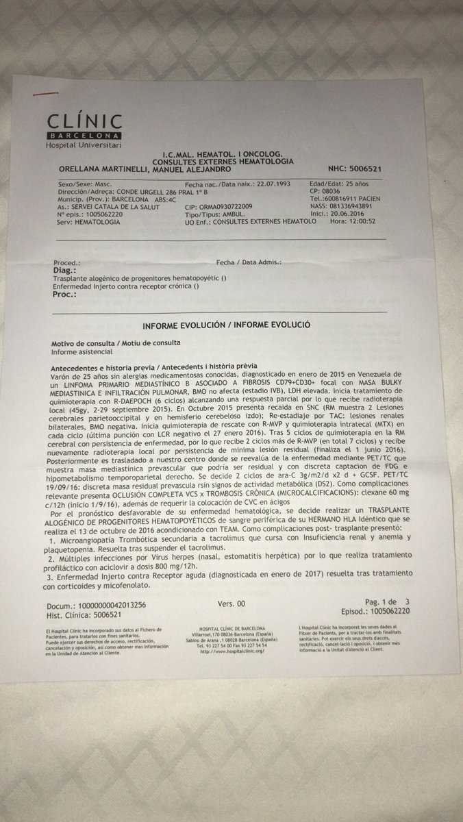 pata0605's tweet image. ⁦@ProgramVIDA⁩ Aquí mando el último informe médico de mi hijo para que vean su situación 🙏