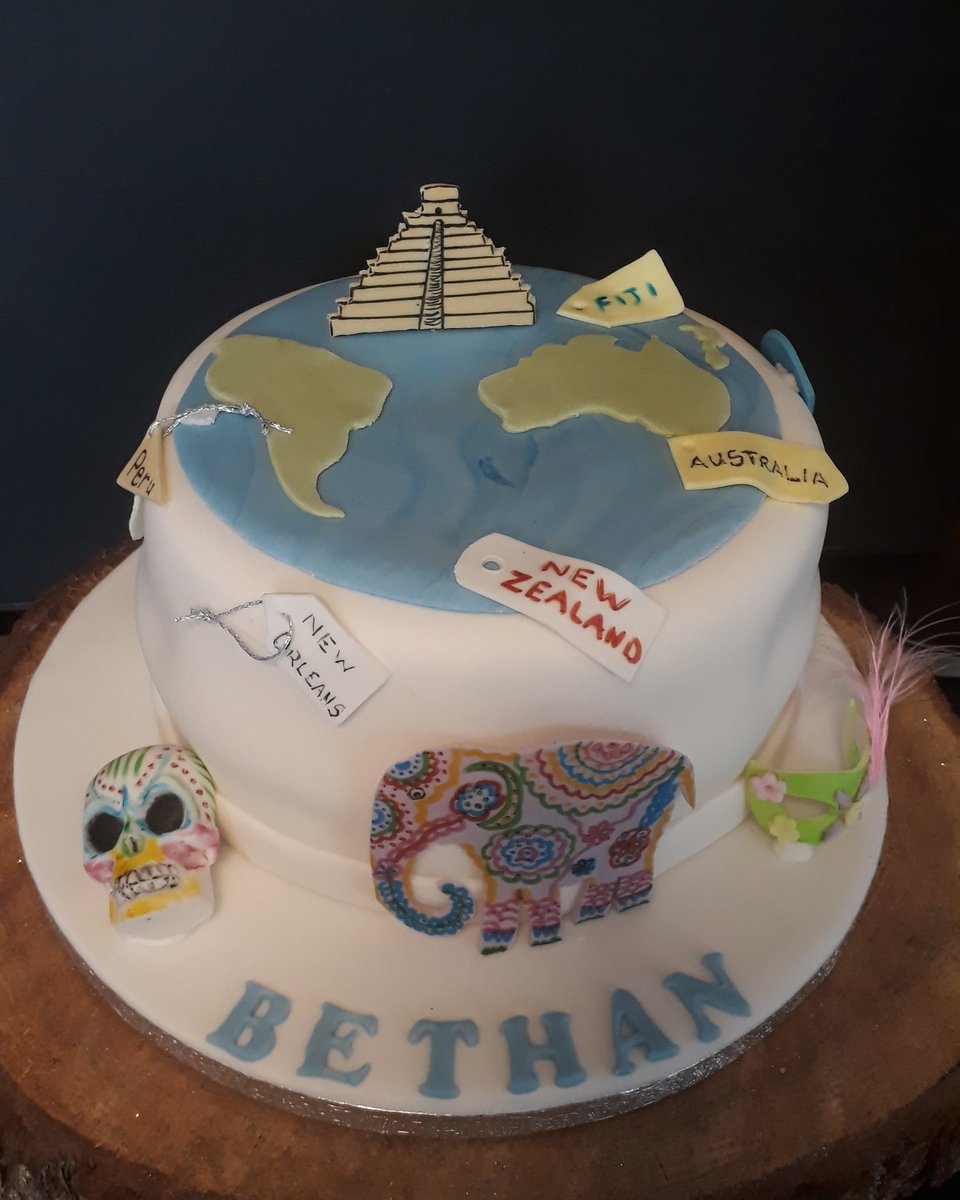 CakesPontypool's tweet photo. A "round the world" travellers cake for Berhan. https://t.co/V1w0ZZbDkw