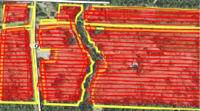 TreeFarmFamily's tweet image. If use prescribed herbicide treatment for a silviculture operation, be sure to request a path of operation, such as shown, so know where herbicide was applied.  Went around structures &amp;amp; SMZ.  Ask for herbicides used &amp;amp; rate of application.  Also notify neighbors before apply.