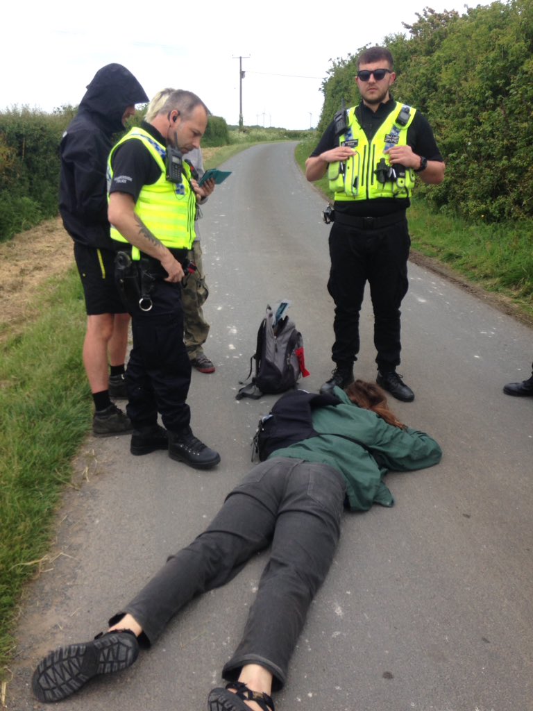 A_N_Squirrel's tweet image. West Newton #extremeenergy site #onshoreOilAndGas had a visit from some @ExtinctionR members today and one appears to have fallen in something sticky #ClimateCrisis  @hulllive @RadioHumberside  #ActOnClimate @WGasfields