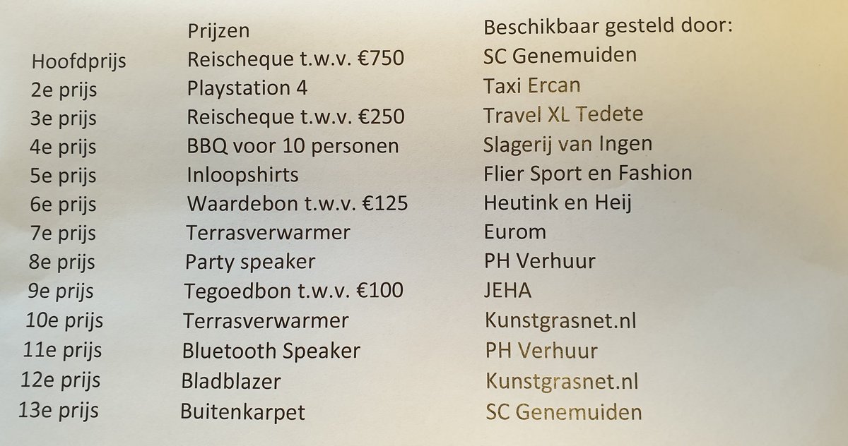 Weteringtoer's tweet photo. Ook dit jaar hebben we een grote verloting. We hebben weer zeer mooie prijzen waarvoor we de sponsors bedanken voor het beschikbaar stellen!! https://t.co/ueNHkfmU7V